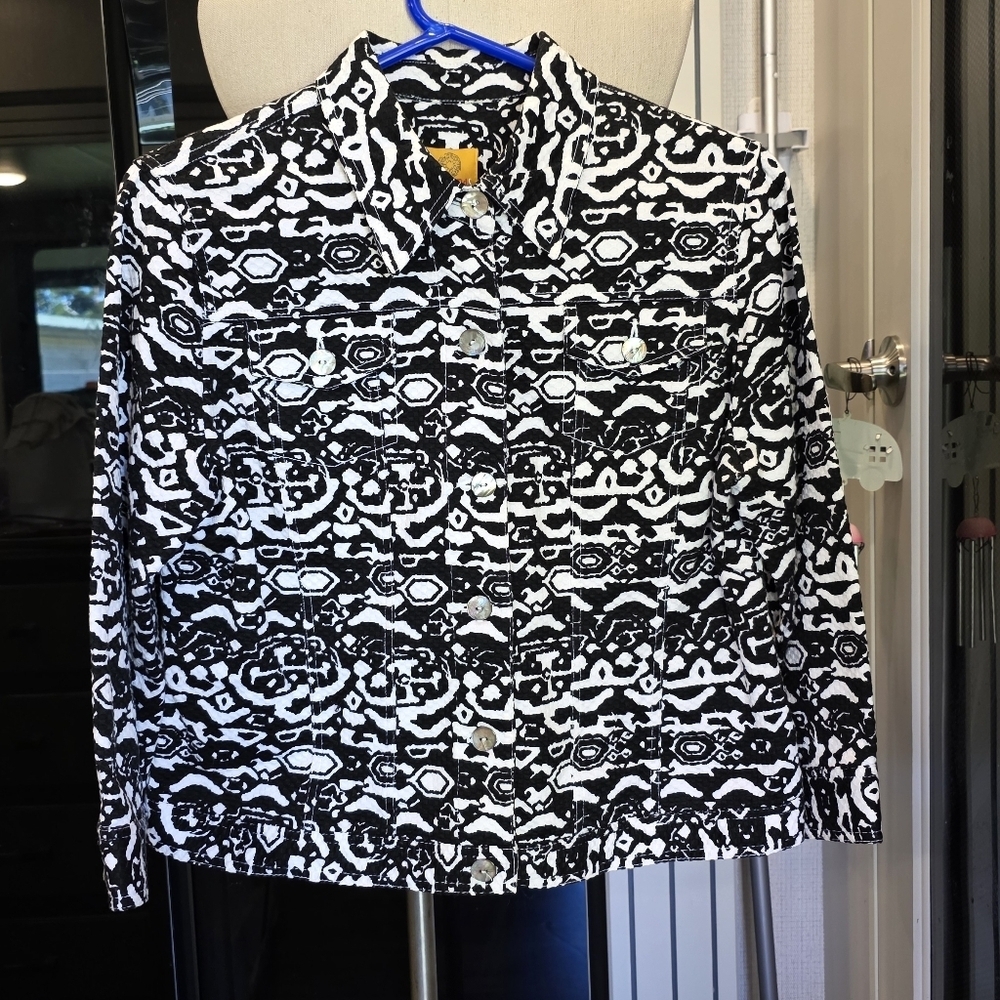 Ruby Rd. Black and White Patterned Jacket - Picture 2 of 6